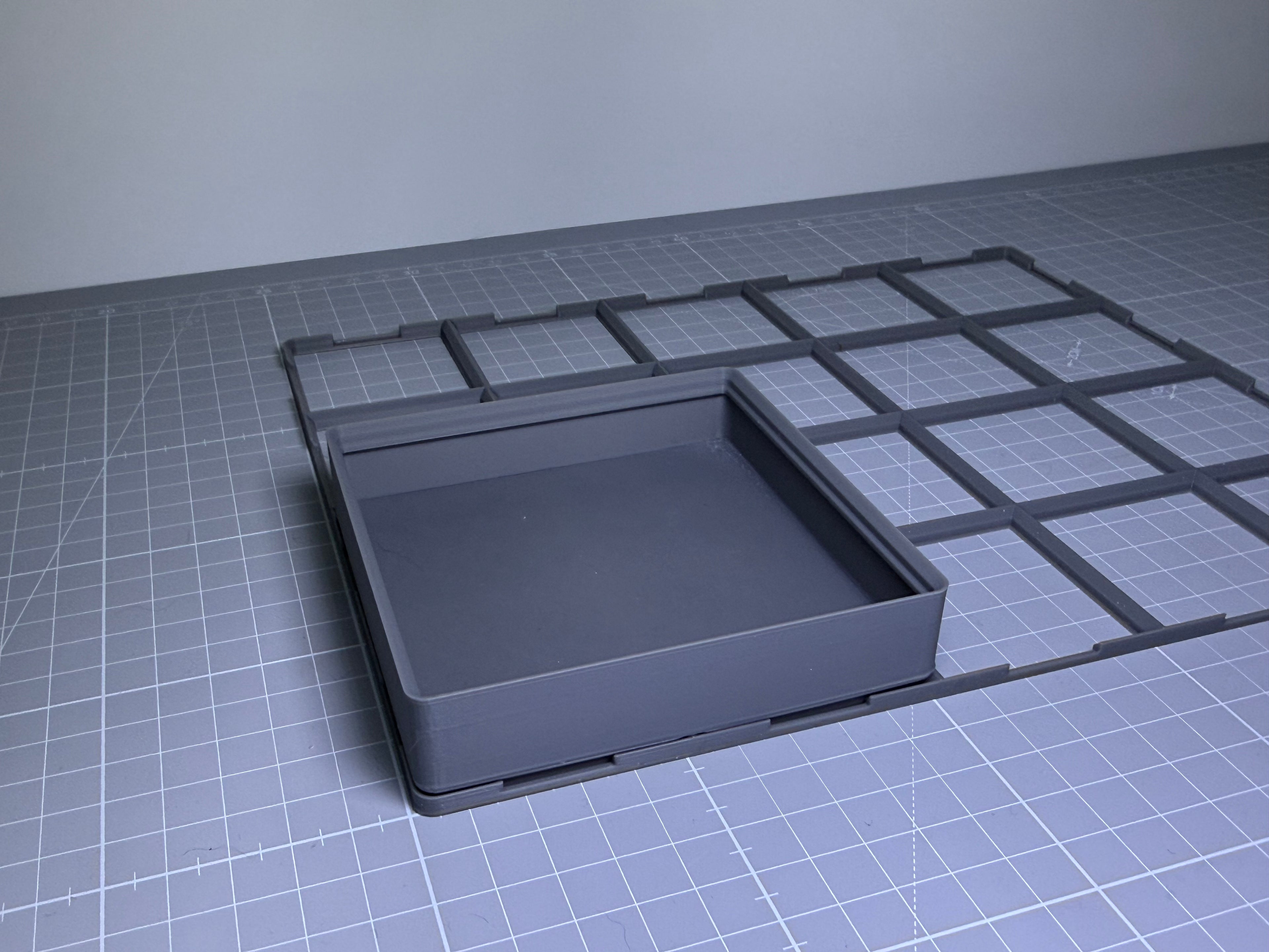 Stackable 3D Printed Bins 100x100 + FREE Base - Model Desk Organiser