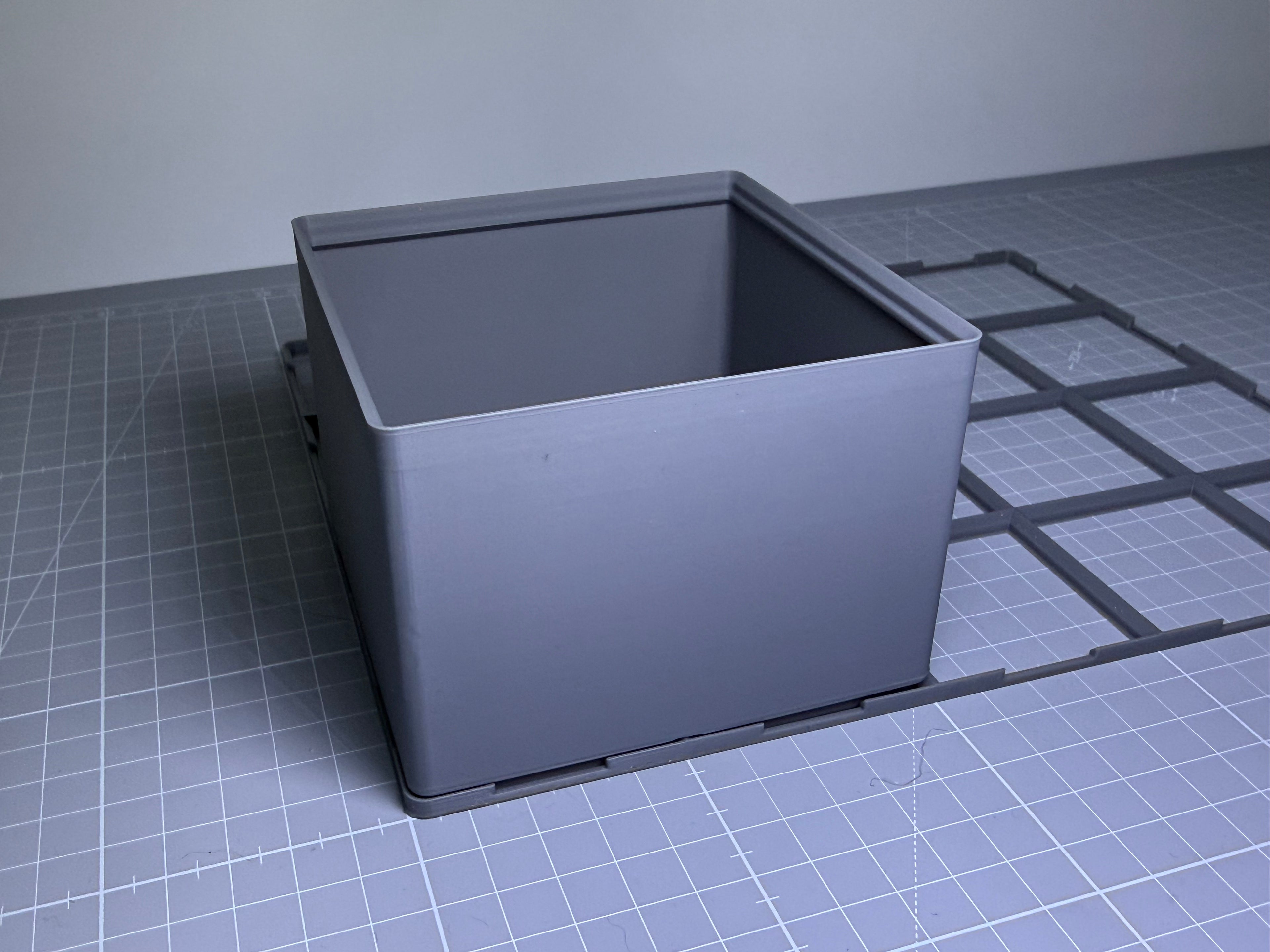Stackable 3D Printed Bins 100x100 + FREE Base - Model Desk Organiser